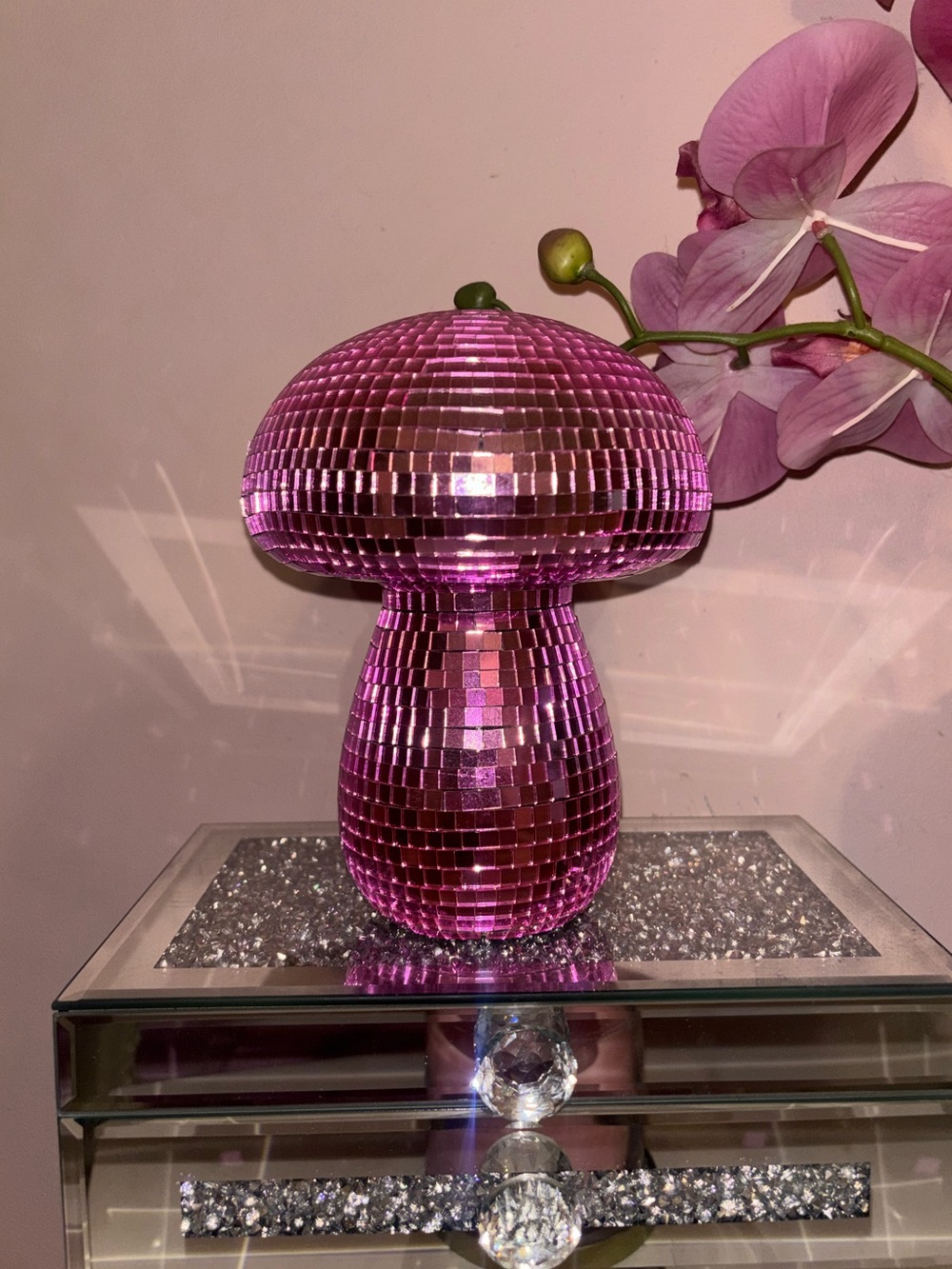 Pink Disco Mushroom Decorative Accent